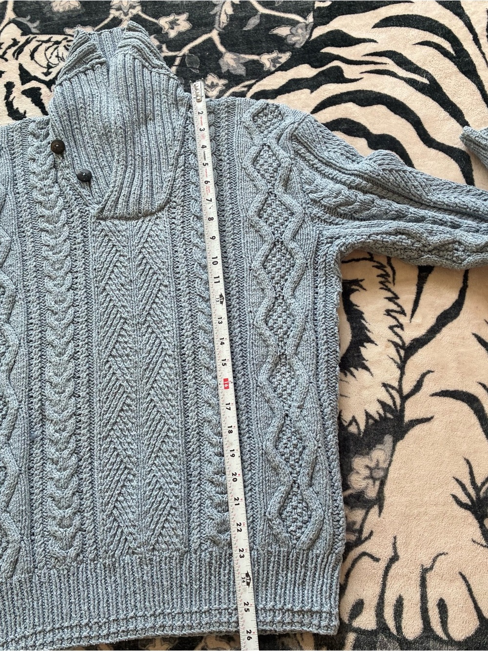 010 - DOUBLE RL RALPH LAUREN CABLE HAND KNIT COWL SHAWL SWEATER - Picture 5 of 7